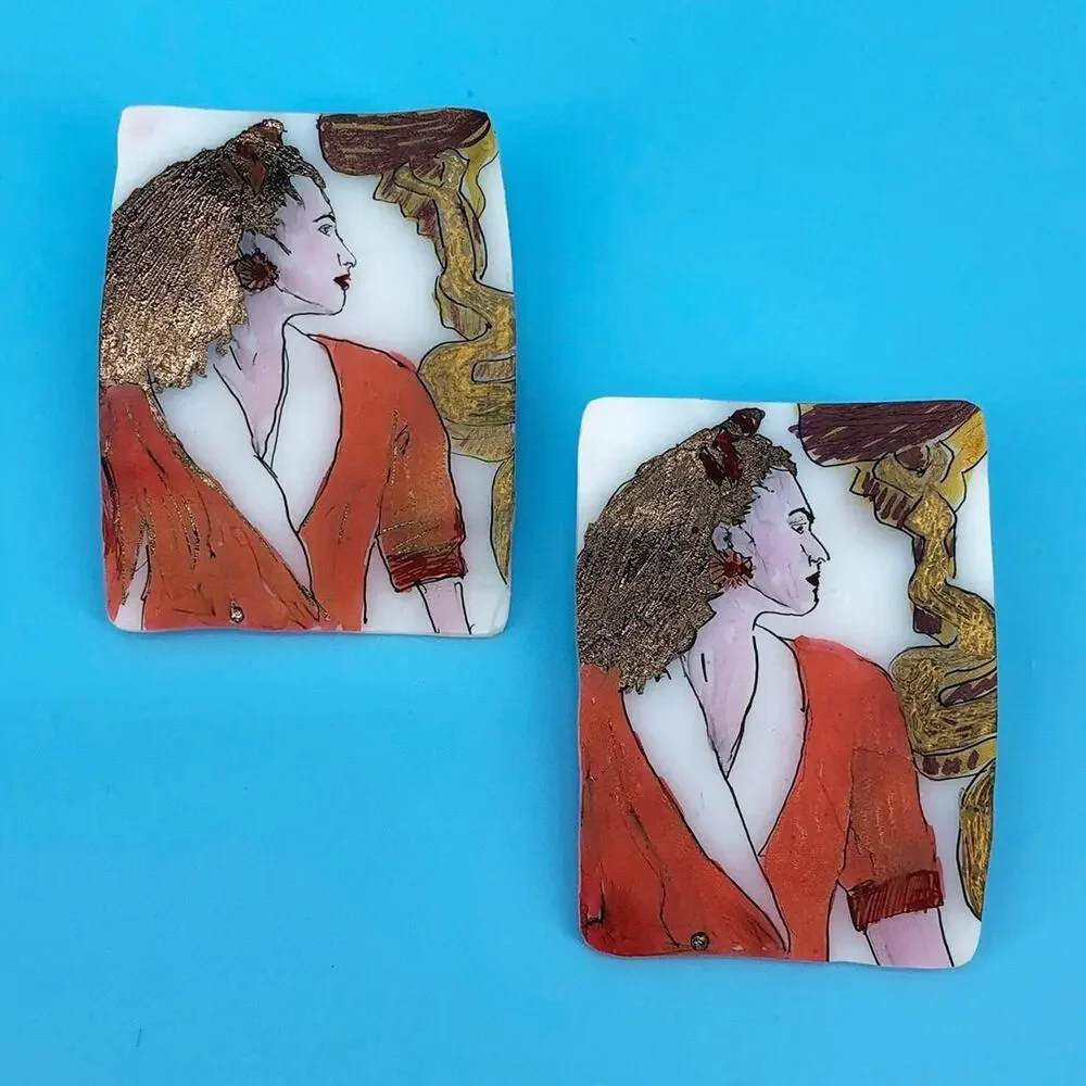 Handmade pop art earrings lightweight